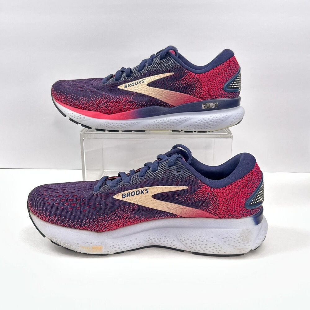 Brooks Ghost 16 Running Shoes Womens 8.5 Wide Navy Pink Mesh Athletic Sneakers - Picture 3 of 11